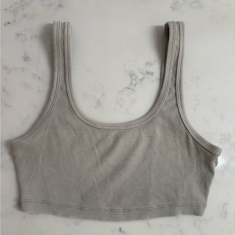 Zara Light Gray/Tan Ribbed Bralette